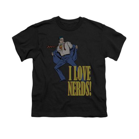Superman Shirt Kids Love Nerds Black T-Shirt