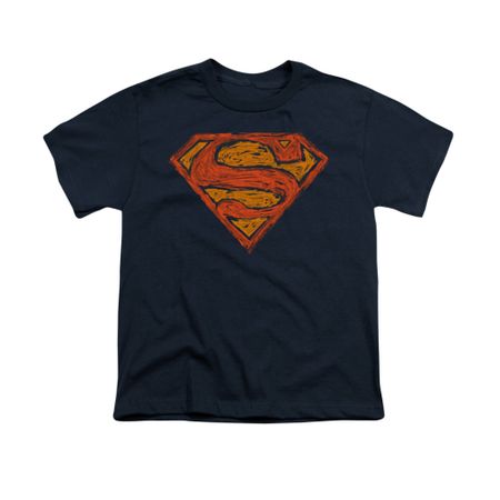 Superman Shirt Kids Messy Shield Navy T-Shirt