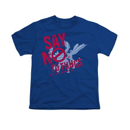 Superman Shirt Kids No To Thugs Royal Blue T-Shirt