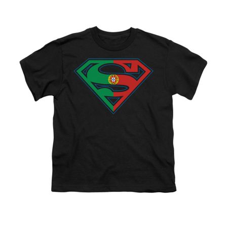 Superman Shirt Kids Portugal Shield Black T-Shirt