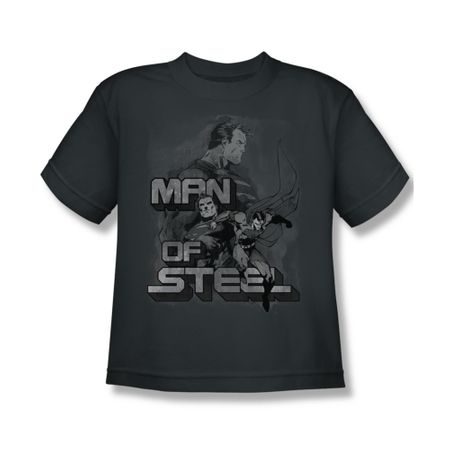 Superman Shirt Kids Poses Charcoal T-Shirt