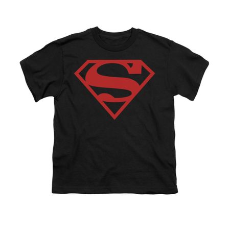 Superman Shirt Kids Red Shield Black T-Shirt