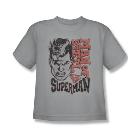 Superman Shirt Kids Retro Lines Silver T-Shirt