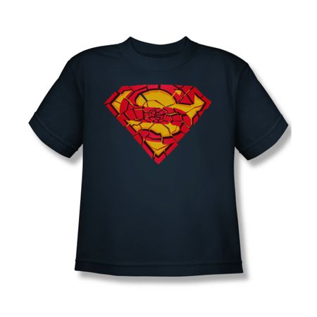 Superman Shirt Kids Shattered Shield Navy T-Shirt