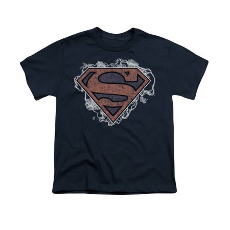 Superman Shirt Kids Storm Clouds Navy T-Shirt