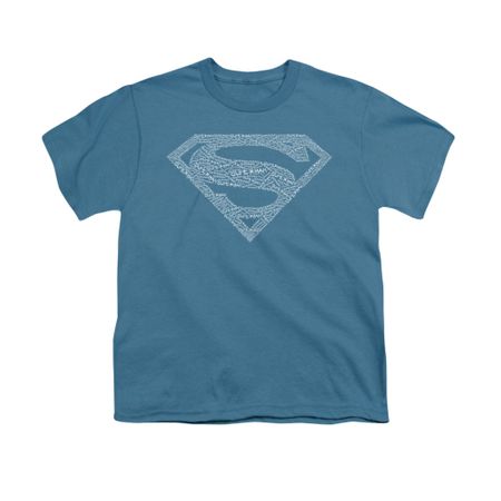 Superman Shirt Kids Type Shield Slate T-Shirt