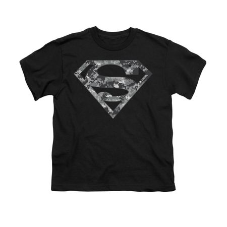 Superman Shirt Kids Urban Digi Camo Shield Black T-Shirt