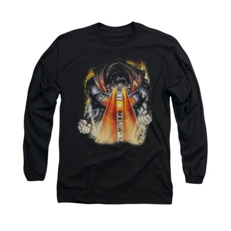 Superman Shirt Laser Eyes Long Sleeve Black Tee T-Shirt