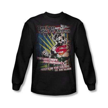Superman Shirt Last Hope Long Sleeve Black Tee T-Shirt