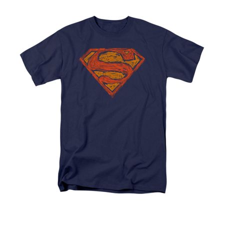 Superman Shirt Messy Shield Navy T-Shirt