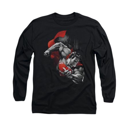 Superman Shirt My City Long Sleeve Black Tee T-Shirt