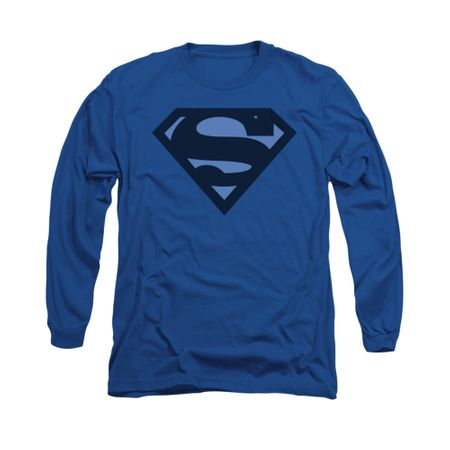 Superman Shirt Navy Shield Long Sleeve Royal Blue Tee T-Shirt