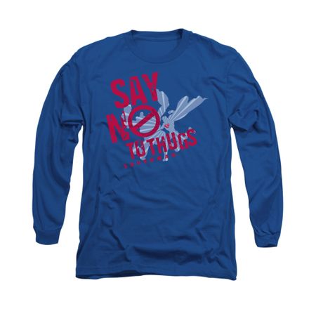 Superman Shirt No To Thugs Long Sleeve Royal Blue Tee T-Shirt