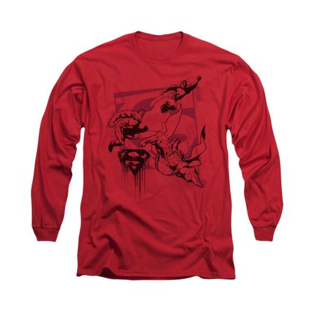 Superman Shirt Omnipresent Long Sleeve Red Tee T-Shirt