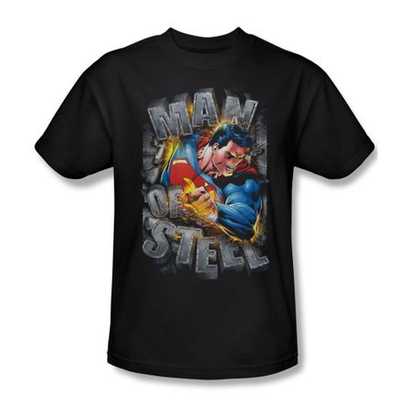Superman Shirt Ripping Steel Black T-Shirt