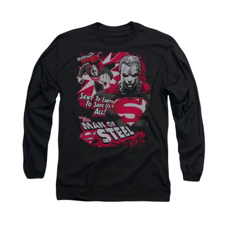 Superman Shirt Save Us All Long Sleeve Black Tee T-Shirt