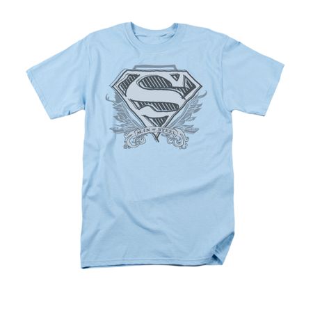 Superman Shirt Sketchy Crest Light Blue T-Shirt