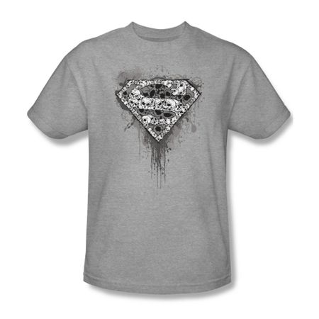 Superman Shirt Skull Shield Athletic Heather T-Shirt