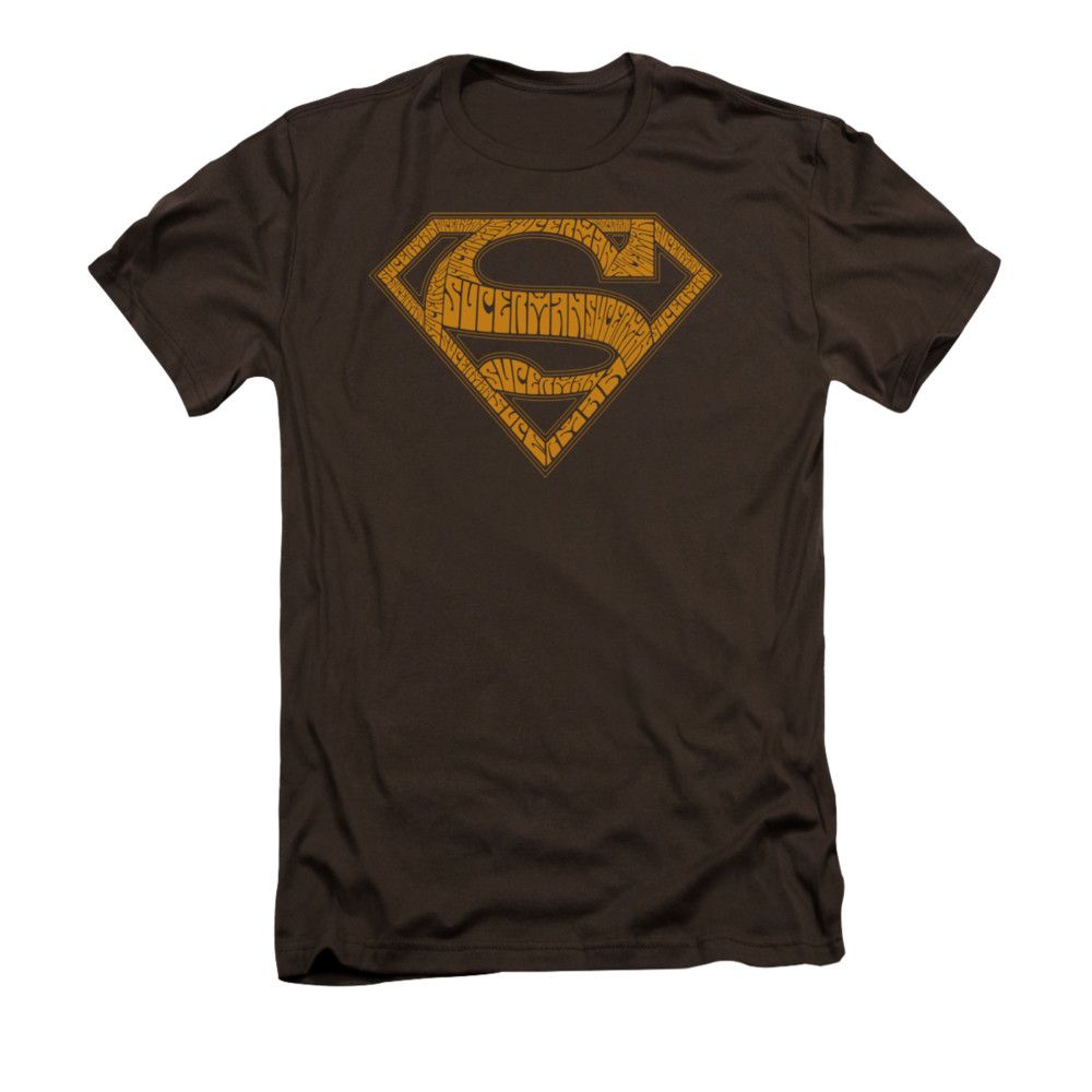 Superman Shirt Slim Fit 60's Shield Coffee TShirt Superman 60's Shield Shirts