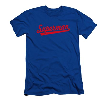 Superman Shirt Slim Fit Baseball Logo Royal Blue T-Shirt
