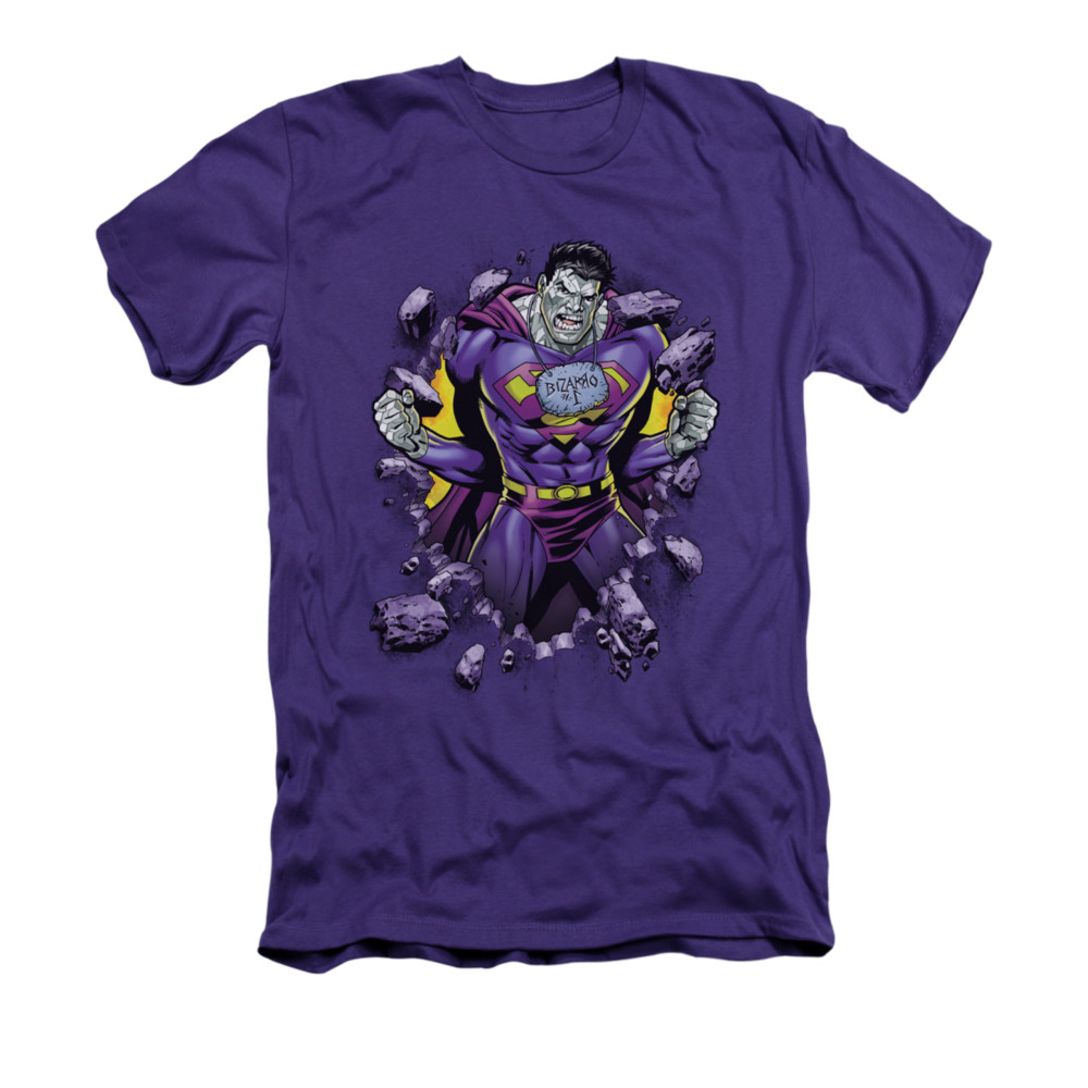 Superman Shirt Slim Fit Bizzaro Breakthrough Purple TShirt Superman Bizzaro Breakthrough Shirts