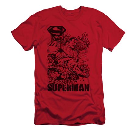 Superman Shirt Slim Fit Breaking Chains Red T-Shirt
