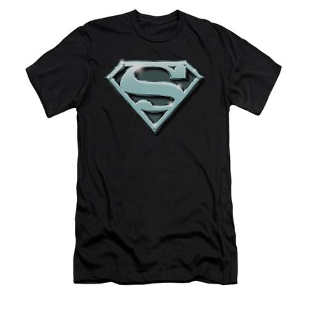 Superman Shirt Slim Fit Chrome Shield Black T-Shirt