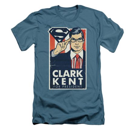 Superman Shirt Slim Fit Clark Kent For President Slate T-Shirt