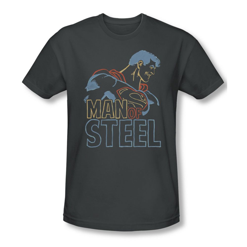 Superman Shirt Slim Fit Colored Lines Charcoal TShirt Superman Colored Lines Shirts