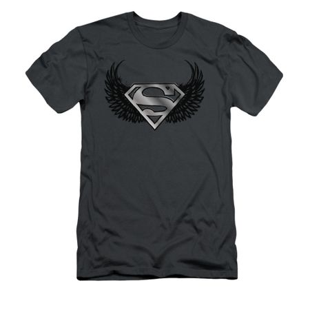 Superman Shirt Slim Fit Dirty Wings Charcoal T-Shirt