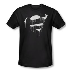 Superman Shirt Slim Fit Dripping Shield Black T-Shirt
