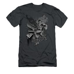 Superman Shirt Slim Fit Fight And Flight Charcoal T-Shirt Superman Shirt Slim Fit Fight And Flight Charcoal T-Shirt