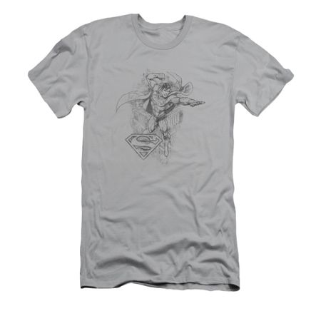 Superman Shirt Slim Fit Flex Flying Silver T-Shirt