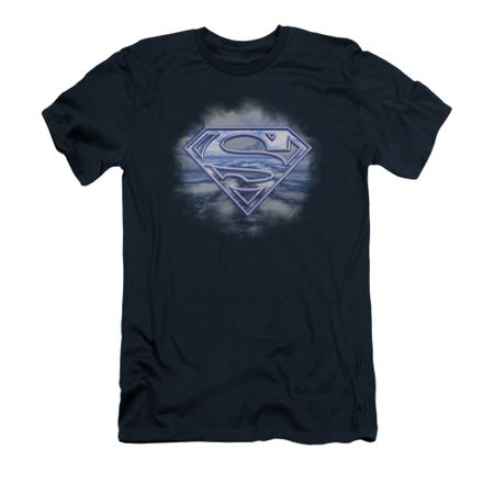 Superman Shirt Slim Fit Flying Shield Navy T-Shirt