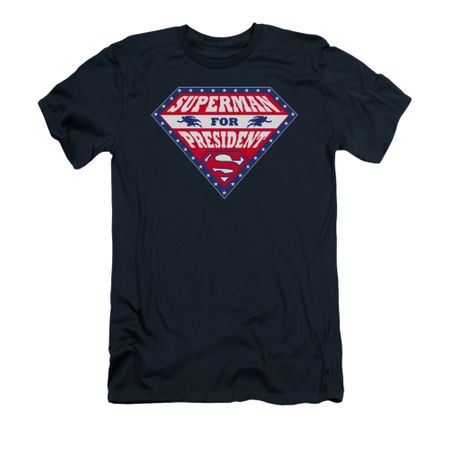 Superman Shirt Slim Fit For President Navy T-Shirt