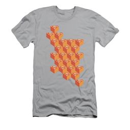 Superman Shirt Slim Fit Geo Block Shields Silver T-Shirt