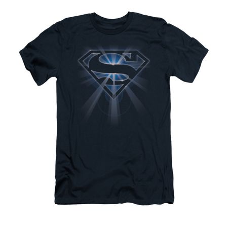 Superman Shirt Slim Fit Glowing Shield Navy T-Shirt