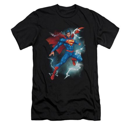 Superman Shirt Slim Fit Lightning Black T-Shirt