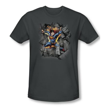 Superman Shirt Slim Fit Make A Hole Charcoal T-Shirt