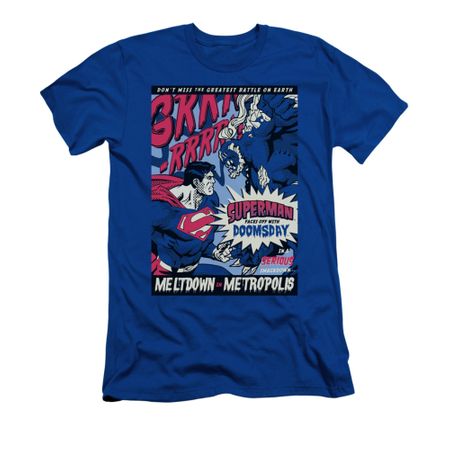 Superman Shirt Slim Fit Meltdown Royal Blue T-Shirt