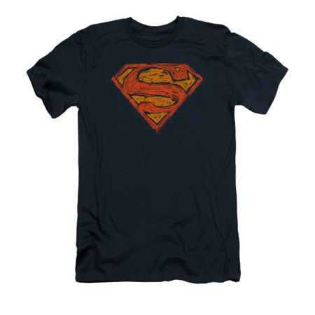Superman Shirt Slim Fit Messy Shield Navy T-Shirt