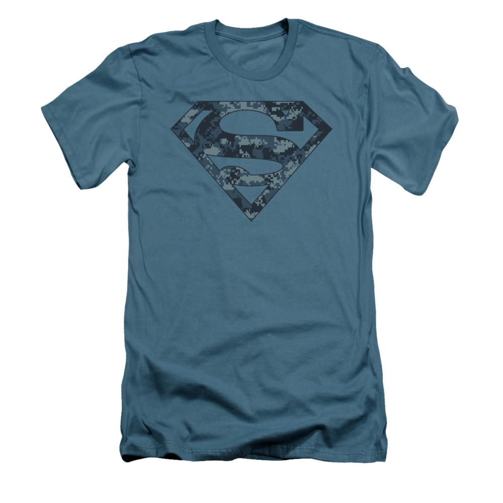 Superman Shirt Slim Fit Navy Digi Camo Shield Slate TShirt Superman Navy Digi Camo Shield Shirts