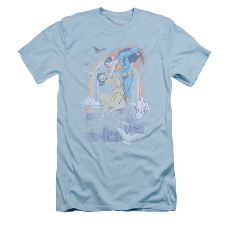 Superman Shirt Slim Fit Rainbow Light Blue T-Shirt
