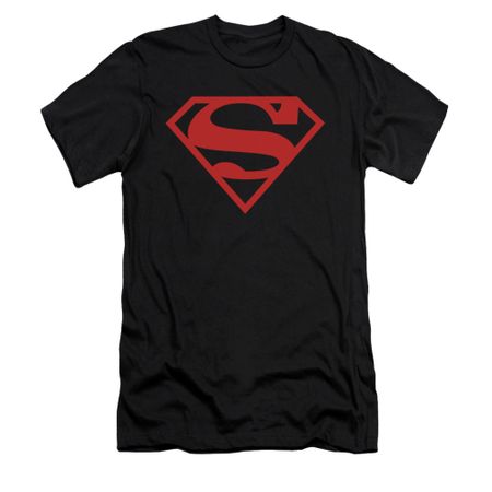 Superman Shirt Slim Fit Red Shield Black T-Shirt