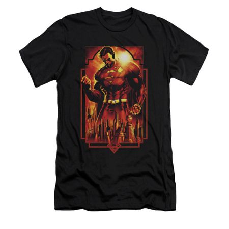 Superman Shirt Slim Fit Standing Over Black T-Shirt