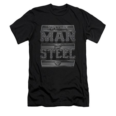 Superman Shirt Slim Fit Steel Text Black T-Shirt