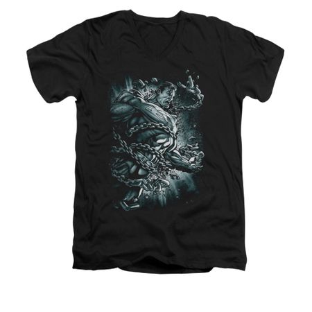 Superman Shirt Slim Fit V-Neck Break Free Black T-Shirt