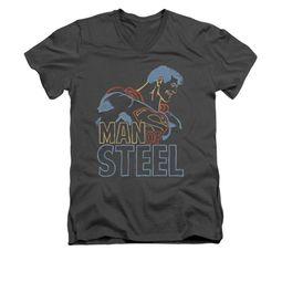 Superman Shirt Slim Fit V-Neck Colored Lines Charcoal T-Shirt Superman Shirt Slim Fit V-Neck Colored Lines Charcoal T-Shirt