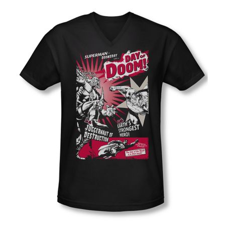 Superman Shirt Slim Fit V-Neck Day Of Doom Black T-Shirt