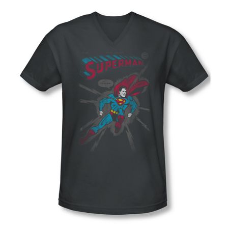 Superman Shirt Slim Fit V-Neck It Tickles Charcoal T-Shirt